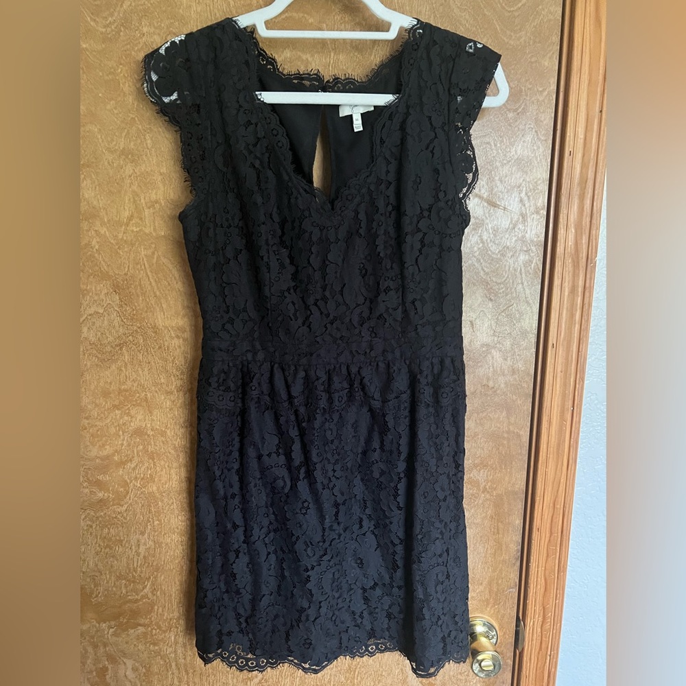 Joie black lace mini dress